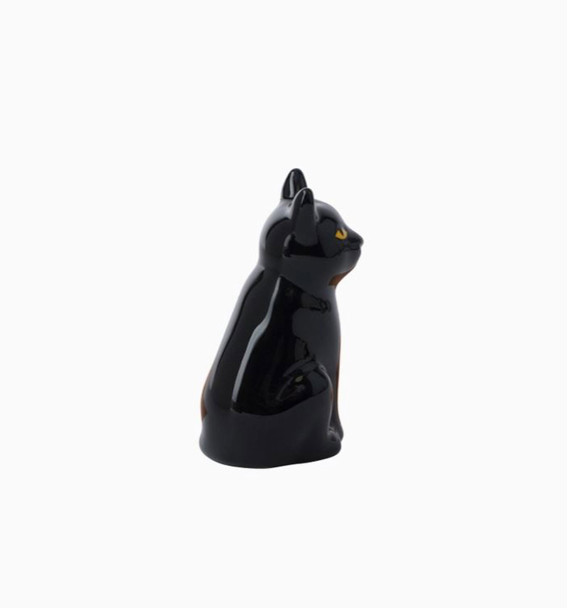 Black Cat Ceramic Figurine Miniature Whimsical Animal Gift